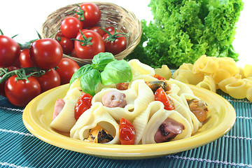 Image showing Pasta with seafood