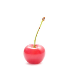 Image showing Single ripe cherry isolated on white