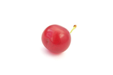 Image showing Single ripe cherry isolated on white