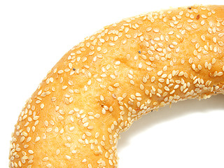 Image showing A part of bagel with sesame seeds