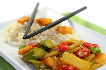 Image showing Rice with Asian shrimp