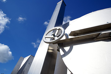 Image showing Industrial zone, Steel srtuctures on blue sky