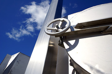 Image showing Industrial zone, Steel structures on blue sky