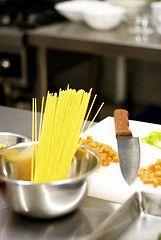 Image showing italian spaghetti pasta on kitchen