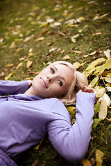 Image showing Beautiful autumn woman