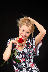 Image showing Blonde with rose.