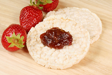 Image showing Rice cakes with jam