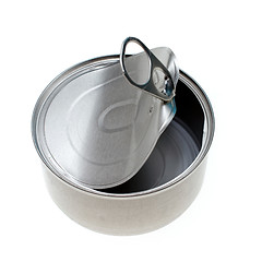 Image showing empty metal  food can isolated on white