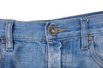 Image showing blue denim jeans with button