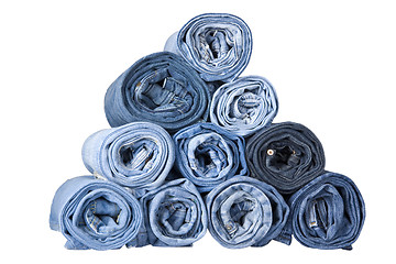 Image showing roll blue denim jeans