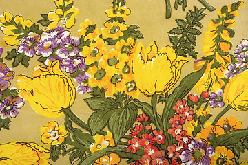 Image showing flower fabric texture, colored plants