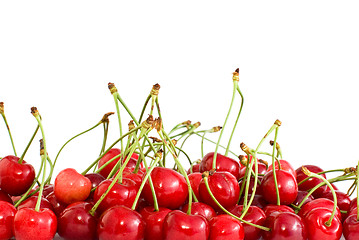 Image showing Pile of red cherries