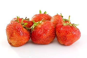 Image showing Some tasty ripe red strawberries