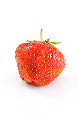 Image showing Single tasty ripe red strawberry 