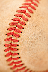 Image showing Macro Detail of Worn Baseball