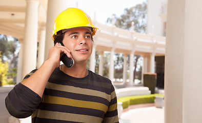 Image showing Handsome Hispanic Contractor with Hard Hat