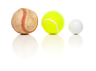 Image showing Baseball, Tennis and Golf Ball on White