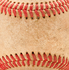 Image showing Macro Detail of Worn Baseball