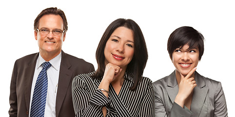 Image showing Hispanic Women and Businessman on White