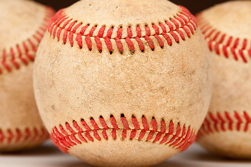 Image showing Macro Detail of Worn Baseball