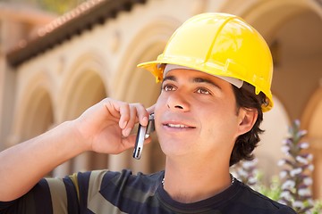 Image showing Handsome Hispanic Contractor with Hard Hat