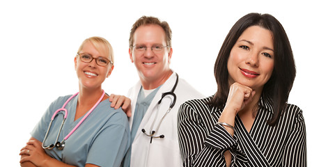 Image showing Hispanic Woman with Male Doctor and Nurse