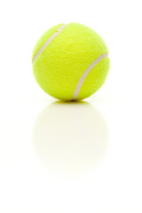 Image showing Single Tennis Ball on White with Slight Reflection