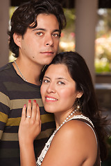 Image showing Attractive Hispanic Couple Portrait Outdoors