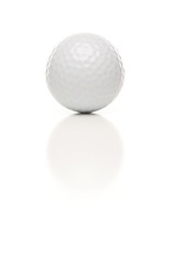 Image showing Single White Golf Ball on White