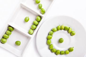 Image showing Fresh green peas on plate