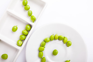 Image showing Fresh green peas on plate