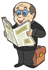 Image showing Cartoon businessman with newspaper