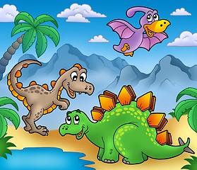 Image showing Landscape with dinosaurs 2