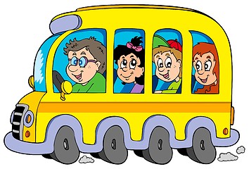 Image showing Cartoon school bus with kids