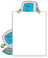 Image showing Blank frame with two computers