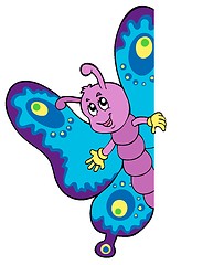 Image showing Lurking cartoon butterfly