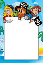 Image showing Frame with three cartoon pirates