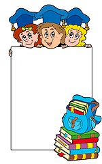 Image showing Blank frame with graduating kids