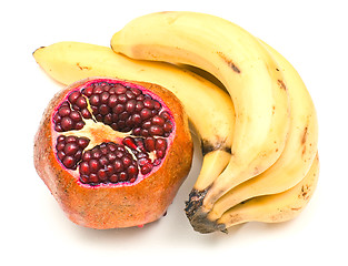 Image showing Pomegranate and bunch of bananas