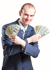 Image showing Cheerful man with money