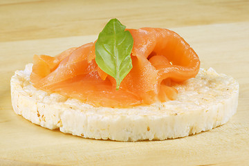 Image showing Rice cake with salmon