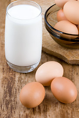 Image showing eggs and glass of milk 