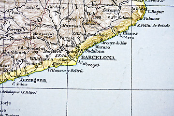 Image showing Handmade ancient map of Spain