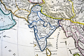 Image showing Handmade ancient map of India