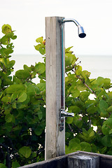 Image showing outdoor shower at the beach