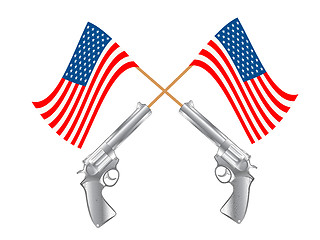 Image showing USA FLAG AND GUNS