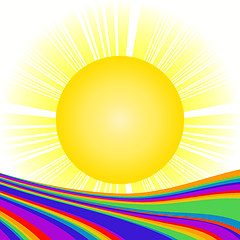 Image showing Sun and rainbow