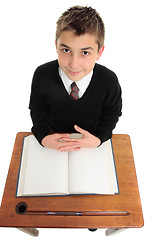 Image showing Male school student looking up