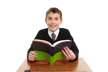 Image showing Happy school student with textbook