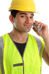 Image showing Builder  tradesman on telephone